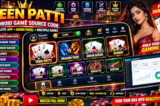 teen patti game development, android app and admin panel