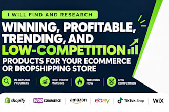 find and research, winning, profitable, trending and low competition products