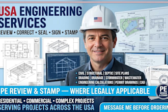 review, seal and stamp USA civil and structural engineering plans and drawings