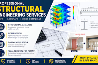 do structural analysis, beam design, load  calculation, wall removal for permit