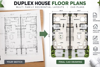 design duplex house floor plans multi family residential layouts cad drawings