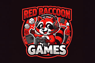 create red raccoon games logo for your brand