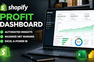 build a shopify profit tracking and expense dashboard in power bi or excel