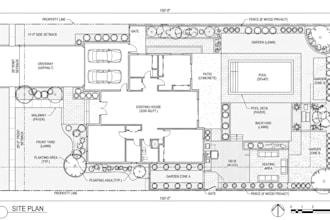 design architecture backyard patio,garden, masterplan and 2d landscape site plan
