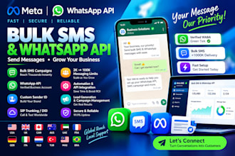 setup verified meta bm, whatsapp business API, and bulk SMS campaigns