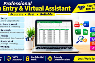 accurate data entry, PDF to excel, web research