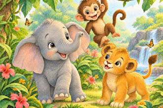 draw cute jungle animals for your children book illustration