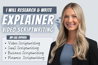 write explainer video script saas product animated  video fintech script writing
