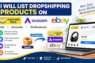 list dropshipping product mercado libre avasam to ebay shopify product listing