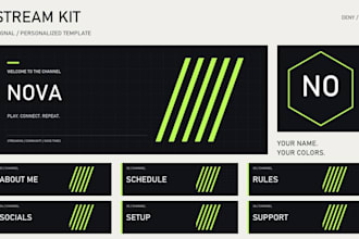 personalize a clean twitch banner and stream graphics kit