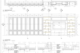 draft furniture millwork,casework shop drawing, custom built in woodworking plan