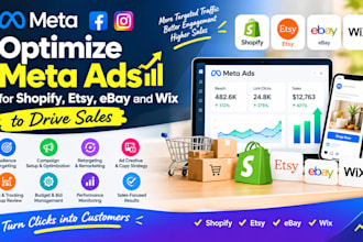 optimize meta ads for shopify, etsy and ebay and wix to drive sales