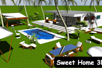 create realistic 3d floor plan and rendering using sweet home 3d and sketchup
