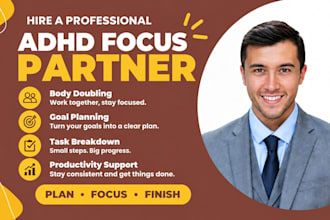 be your adhd focus and accountability partner, goal planning, time management