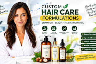 develop custom hair care formulations for shampoo, serum and hair growth oil