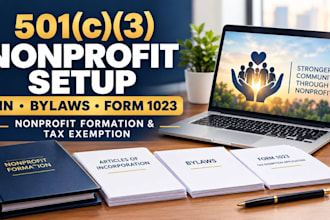 register nonprofit and file 501c3 tax exempt application form 1023, ein