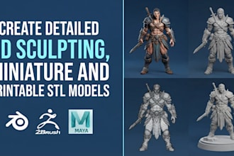 create detailed 3d sculpting, miniature and printable stl models