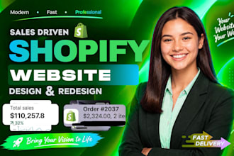 design redesign shopify store, shopify website, page flyer, product page