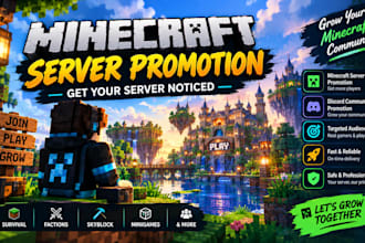 promote minecraft server promotion dayz, rust, fivem, gaming server, discord ad