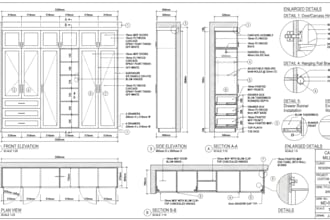 create millwork shop drawing, cabinetry details, fabrication and cad drawing