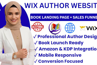 design a wix author website, book landing page and book launch sales funnel
