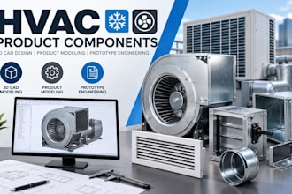 hvac product components, 3d cad design, product modeling, prototype engineering