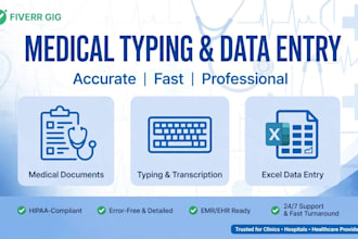 do medical typing, data entry and nursing research accurately