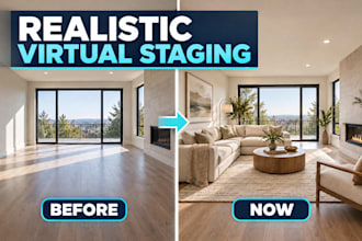 create virtual staging for realistic real esrate listings within 24 hours videos