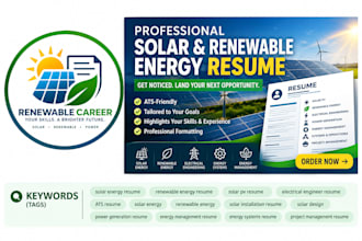 write a solar energy and renewable energy resume