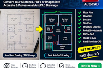 convert hand drawing, PDF or image to autocad dwg
