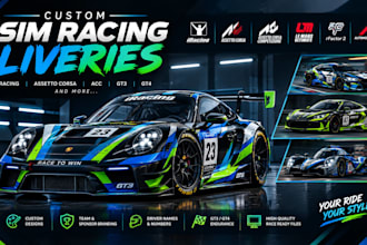 design custom iracing, assetto corsa, gt3, gt4 and sim racing liveries