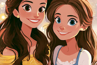 make a disney cartoon illustration