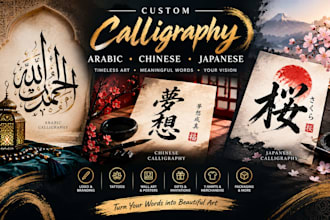 create chinese, japanese arabic calligraphy design