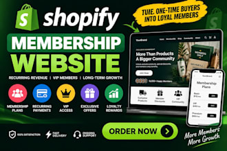 build shopify membership website with subscription plans and recurring revenue