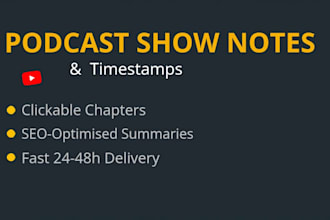write professional podcast show notes and timestamps for your episode