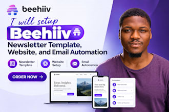 setup beehiiv newsletter template, website, and email automation