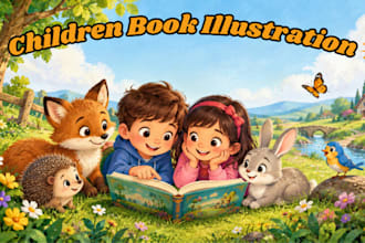 children book illustration, children rhyme book cover and book cover design