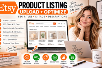 upload and optimize etsy product listings with seo titles and tags