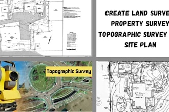 do land survey drawing, property and topo graphical survey with site plan