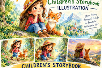 draw watercolor illustration and childrens storybook illustration