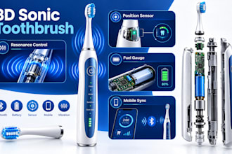 3d sonic toothbrush, resonance control, position sensor, fuel gauge, mobile sync