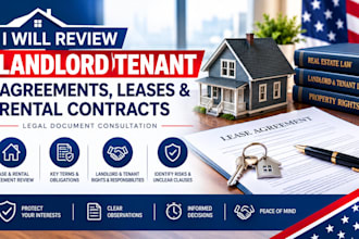 review landlord tenant agreements, legal documents, leases and rental contracts