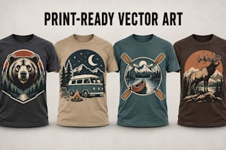 design custom vintage camping outdoor t shirt graphics for your brand