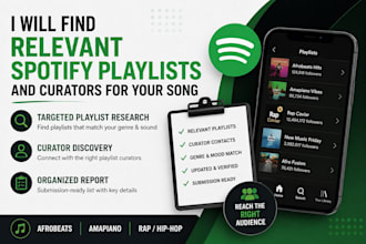 find relevant spotify playlists and curators for your song