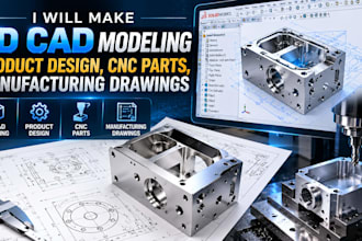 make 3d cad modeling, product design, cnc parts, manufacturing drawings