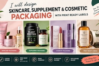design skincare, supplement, and cosmetic packaging with print ready labels