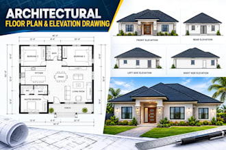 do 2d floor plan blueprint architect of city permit construction drawings