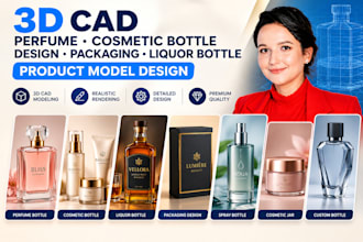 3d cad perfume cosmetic bottle design packaging liquor bottle product model