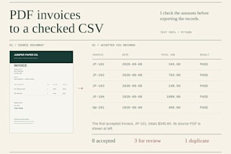 extract text PDF invoices to CSV with a python script