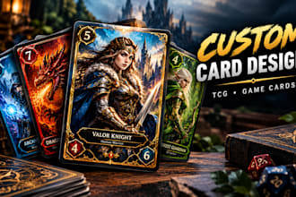 design custom card game cards, trading cards, board game artwork and tcg cards